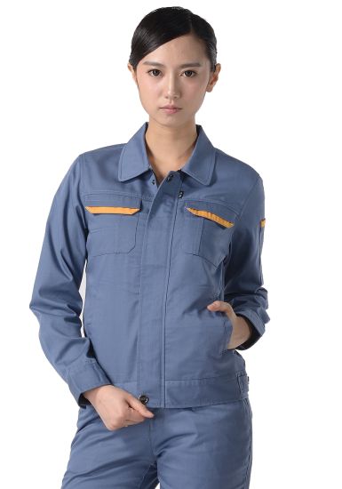 灰藍色紗卡滌棉長袖工作服