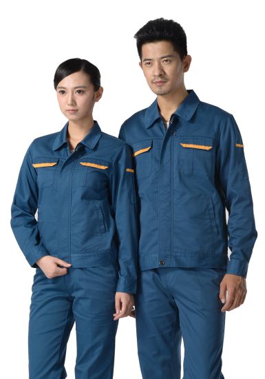 深青色紗卡滌棉長(zhǎng)袖工作服