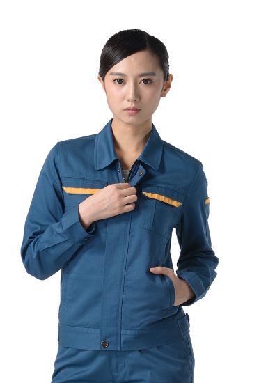 深青色紗卡滌棉長(zhǎng)袖工作服
