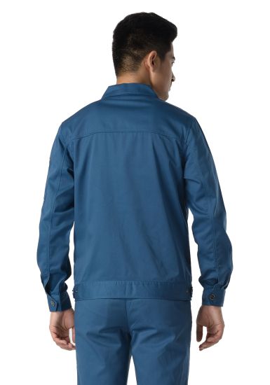 深青色紗卡滌棉長(zhǎng)袖工作服