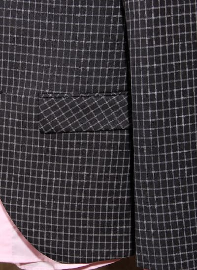  英倫復(fù)古黑格單排兩粒扣男士修身西裝潮 雅痞西服外套 男